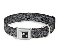 Buckle Down Dc-w32819-l Ceinture de sécurité Collier pour Chien, Large, Bandana/têtes de Mort Argenté/Noir