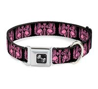 Buckle Down Dc-w32839-wl Ceinture de sécurité Collier pour Chien, Large, BD crânes W/Ailes Noir/Rose