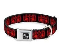 Buckle Down Dc-w32841-wm Ceinture de sécurité Collier de Chien, écran Large, Medium, BD crânes W/Ailes Noir/Rouge