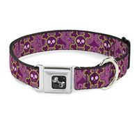 Buckle Down Dc-w32906-l Ceinture de sécurité Collier de Chien, Grande, Belle, têtes de Mort W/Cachemire Violet/Rose/Vert