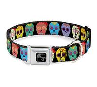 Buckle Down Dc-w34227-wm Ceinture de sécurité Collier de Chien, écran Large, Medium, Painted Mort Noir/Multi Couleur