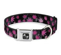 Buckle Down Dc-w34280-ws Ceinture de sécurité Collier de Chien, Large Petit Pot de Fleurs, Feuilles/fumé Noir/Rose/Blanc