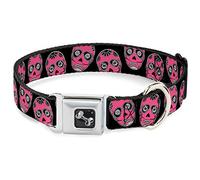 Buckle Down Dc-w34552-wm Ceinture de sécurité Collier de Chien, écran Large, Medium, Sucre crânes Noir/Blanc/Fuchsia