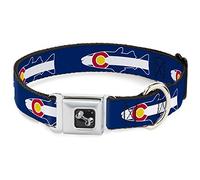 Buckle Down Dc-w35579-l Ceinture de sécurité Collier de Chien, Grande, Colorado, la Truite Drapeau/enneigés Blues/Blanc/Rouge/Jaune