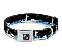 Buckle Down Dc-w37117-m Ceinture de sécurité Collier de Chien, Medium, Sup W/Chien Noir/Bleu/Blanc