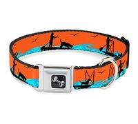 Buckle Down Dc-w37120-m Ceinture de sécurité Collier de Chien, Medium, Sup W/Chien Orange Fluo/Blues/Noir