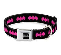 Buckle-Down DC-WBM215-WL Collier pour Chien avec Boucle de Ceinture de sécurité Batman Noir/Fuchsia Largeur 3,8 cm Tour de Cou 45,7 à 81,3 cm Taille L