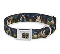 Buckle Down Dc-wdy251-m Dyew Aladdin Motif de Fleur en Couleur Noir/doré Collier de Chien, Medium/11-43,2 cm