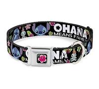 Buckle Down Dc-wdy339-l sécheuse Lilo et Stitch Hibiscus Fleur en Couleur Noir/Rose Collier de Chien, L/15-66 cm