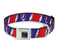 Buckle Down DC-WGD019-L Collier de Ceinture de sécurité pour Chien Voler Votre Visage avec Boulon d'éclair Rouge/Blanc/Bleu Taille L