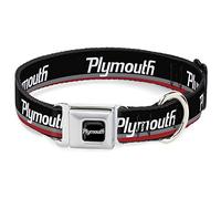 Buckle Down Dc-wply001-m 11-43,2 cm Plya-Plymouth Texte Logo en Couleur Noir/Blanc Collier de Chien, Medium