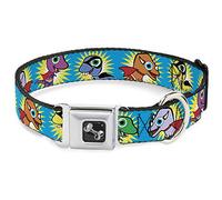 Buckle Down Dinosaure Superhero Baby Blue Collier de Chien en Forme d'os, Large Petite/13-45,7 cm