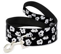 Buckle Down Disney Mickey Mouse Expressions Diffuse Laisse pour Chien Noir/Blanc 2,5 cm de Large