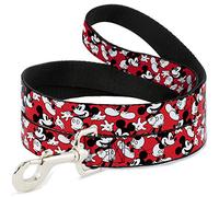 Buckle Down Disney Mickey Mouse Poses Diffuse Laisse pour Chien Rouge/Noir/Blanc 2,5 cm de Large