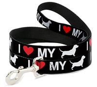 Buckle Down Dl-6ft-w30969 I Cœur My Wiener Dog Silhouette Noir/Blanc/Rouge pour Animal Domestique Laisse, 6 'Long - 2,5 cm de Large