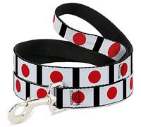 Buckle Down Dl-6ft-w31003-w Japon Drapeaux Pet Leash, 6 'Long - 3,8 cm de Large