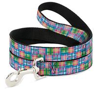 Buckle Down Dl-6ft-w31322-w Madras Plaid Rose Pet Leash, 6 'Long - 3,8 cm de Large