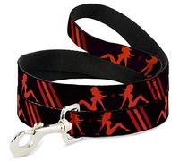 Buckle Down Dl-6ft-w31379-w Mud Flap Fille W/Rayures Noir/Rouge/Orange pour Animal Domestique Laisse, 6 'Long - 3,8 cm de Large
