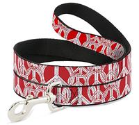 Buckle Down Dl-6ft-w31634 Peace Sketch Rouge/Blanc pour Animal Domestique Laisse, 6 'Long - 2,5 cm de Large
