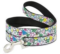 Buckle Down Dl-6ft-w31926-n Sketch Tête de Mort/étoile/cœur/Blanc/Multi Couleur Pet Leash, 6 'Long - 1/5,1 cm de Large