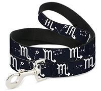 Buckle Down Dl-6ft-w32663-w Zodiaque Scorpio Symbole/Constellations Noir/Blanc pour Animal Domestique Laisse, 6 'Long - 3,8 cm de Large
