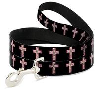 Buckle Down Dl-6ft-w32976-n Cross Repeat Noir/léopard Marron/Rose Outline Pet Leash, 6 'Long - 1/5,1 cm de Large
