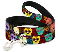 Buckle Down Dl-6ft-w34216-n Painted Sucre crânes et Fleurs Collage Pet Leash, 6 'Long - 1/5,1 cm de Large
