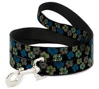 Buckle Down Dl-6ft-w34242-n Pixilated Fleurs d'hibiscus Noir/Multi Couleur Pet Leash, 6 'Long - 1/5,1 cm de Large