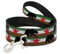 Buckle Down Dl-6ft-w35505 pour Animal Domestique Leash-Cali Ours Silhouette et étoile/California Republic Vert/Blanc/Marron/Noir/Rouge, 6 'L-1 "W