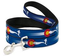 Buckle Down Dl-6ft-w35511 Colorado Skier2 Bleu/Blanc/Rouge/Jaune Pet Leash, 6 'Long - 2,5 cm de Large