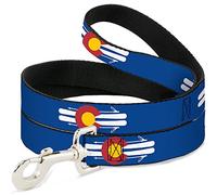 Buckle Down Dl-6ft-w35514-w Colorado Logo/Skis Bleu/Blanc/Rouge/Jaune Pet Leash, 6 'Long - 3,8 cm de Large