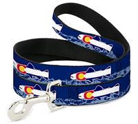 Buckle Down Dl-6ft-w35579 pour Animal Domestique Leash-Colorado Truite Drapeau/enneigés Blues/Blanc/Rouge/Jaune, 6 'L-1 "W