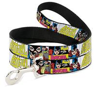 Buckle Down Dl-6ft-wbm054-w Jaune/Rose Batgirl Pet Leash, 6 Pieds Long-1.5 "Large