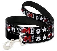 Buckle Down Dl-6ft-wdy159-w pour Animal Domestique Leash-Classic Mickey Mouse 1928 Collage Noir/Blanc/Rouge, 6 'L-1.5 "W