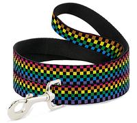 Buckle Down Dl-w30317 Checker Noir/Neon Rainbow Laisse pour Chien, 4 '