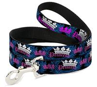 Buckle Down Dl-w30385-w Large 3,8 cm Crown Princess Ovale Noir/Turquoise Laisse pour Chien, 4 '