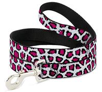 Buckle Down Dl-w31236-w Leopard Blanc/Fuchsia Pet Leash, 4 'Long - 3,8 cm de Large