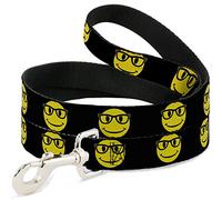 Buckle Down Dl-w31434 Nerd Happy Face Noir/Jaune/Noir pour Animal Domestique Leash, 4 'Long - 2,5 cm de Large