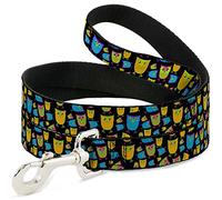Buckle Down Dl-w31530-w Chouettes W/Outline Noir/Multi Neon Pet Leash, 4 'Long - 3,8 cm de Large