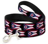 Buckle Down Dl-w31555 Ohio Drapeau Répétez Noir Pet Leash, 4 'Long - 2,5 cm de Large