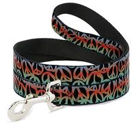 Buckle Down Dl-w31604 Peace Noir/Multi Couleur Pet Leash, 4 'Long - 2,5 cm de Large