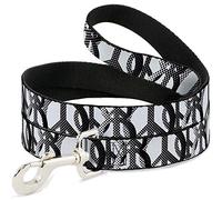 Buckle Down Dl-w31612 Paix Pois Blanc/Noir pour Animal Domestique Leash, 4 'Long - 2,5 cm de Large