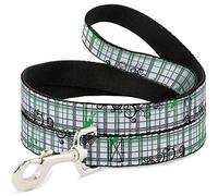 Buckle Down Dl-w31618-w Plaid des Boucles Blanc/Noir/Gris/Vert pour Animal Domestique Leash, 4 'Long - 3,8 cm de Large