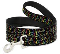 Buckle Down Dl-w31623-w Paix Cœur Noir/Arc-en-Ciel ombré Pet Leash, 4 'Long - 3,8 cm de Large