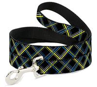 Buckle Down Dl-w31624 Plaid Noir/Jaune/Turquoise/Gray Pet Leash, 4 'Long - 2,5 cm de Large