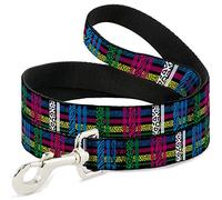 Buckle Down Dl-w31632-w Plaid Noir/Neon Animal Skins Pet Leash, 4 'Long - 3,8 cm de Large