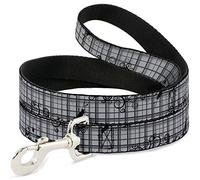 Buckle Down Dl-w31644-w Plaid Curls Gris Laisse pour Animal Domestique, 4 'Long - 3,8 cm de Large