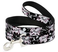 Buckle Down Dl-w31683 Punk Princess Cœur et os de Croix W/Splatter Noir/Blanc pour Animal Domestique Leash, 4 'Long - 2,5 cm de Large
