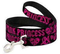 Buckle Down Dl-w31686 Punk Princess Noir/Fuchsia Pet Leash, 4 'Long - 2,5 cm de Large