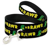 Buckle Down Dl-w31825-w Large 3,8 cm tiroir Dinosaure Noir/Vert/Jaune Laisse pour Chien, 4 '